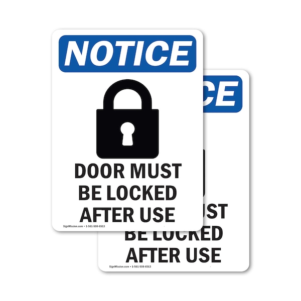 Signmission Door Must Be Locked Sign With Symbol, 3.5 in W x Rectangle, Vinyl Decal OS-2PACK-NS-D-35-V-11501 - main